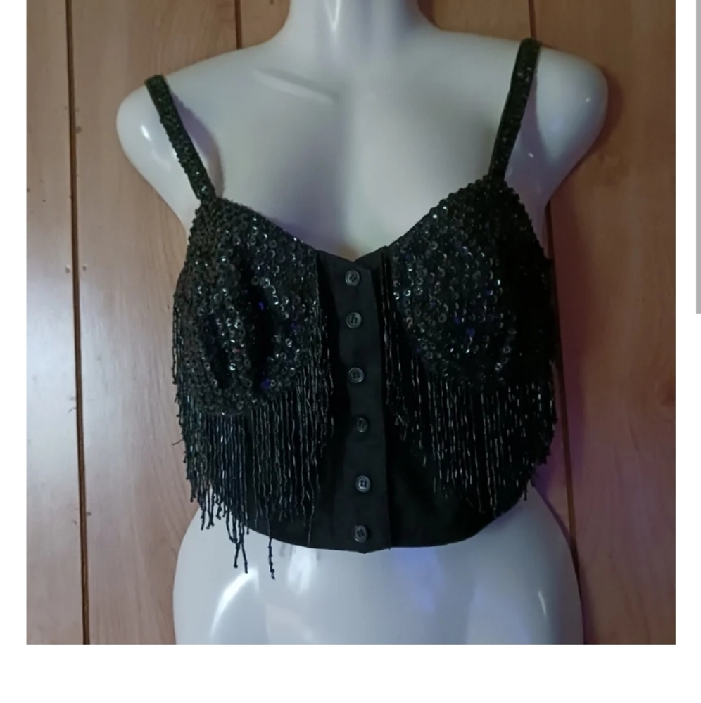 Dorothy Perkins Black Sequin Fringe Camisole